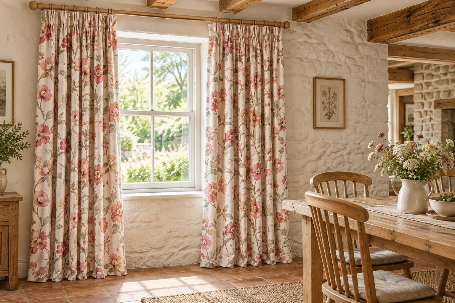 Floral made-to-measure curtains